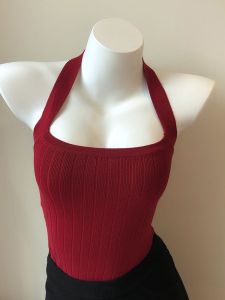 เสื้อกั๊กสายเดี่ยวสีแดงสำหรับผู้หญิงในช่วงฤดูร้อน ทรงเข้ารูป แขนกุด คอวี แขนกุด ทรงเข้ารูป แขนกุด แขนกุด แขนกุด