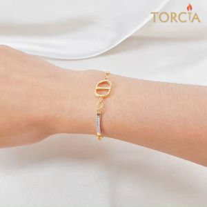 Gelang Rantai Emas Asli Logo Brand Garis Permata Kadar 375 Torcia