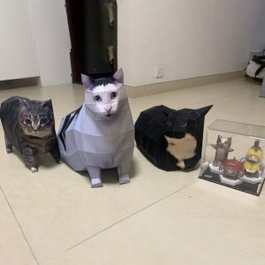 Oiiao Cat Huh Cat Paper Model Cat Doubt Cat 3d Folding Paper Rotating Cat Home Decoration Gift Needs To Be Folding By Myself