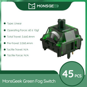 Akko x MonsGeek Green Fog Switches 5 Pins 60gf Heavy Linear Switch Factory Lubed Compatible with MX Mechanical Keyboard (45 pcs)