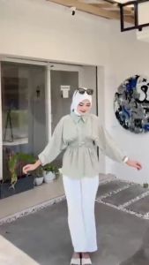 Kemeja Aulia Kerut Dada Jumbo Atasan Wanita Crinkle Airflow Oversize Veby Blouse Terbaru Kekinian 2023 Promo Terlaris Viral Instagramable