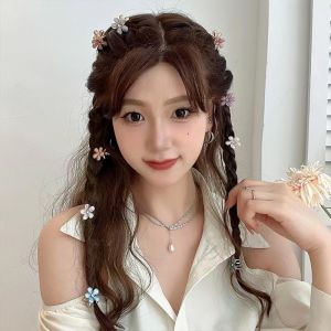 Luckin Mall New Small Bangs Grab Clip Crystal Flower Side Hairpin Mini Temperament Hair Accessories