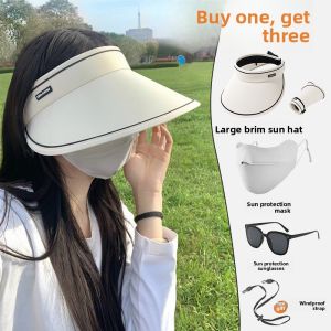 MONLEYTA | Womens Sun Protection Hat Outdoor Cycling Large Brim Empty Top UV Protection Face Covering Summer New Style Fashionable Hat