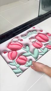 FUKUMART Keset Kamar Mandi 3D Diatomite Serap Air Anti Bau Anti Slip Motif 3D