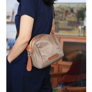 Bugu Forest Womens One Shoulder Crossbody Bag Nylon with Cowhide All-Match Artsy Retro Crossbody Bag B392