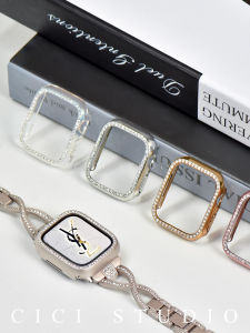 Ultra-Shiny Diamond-Encrusted Hollow-Out Apple Watch Protector Case for All Series of Apple Watches by XX·tribe Alloy Material