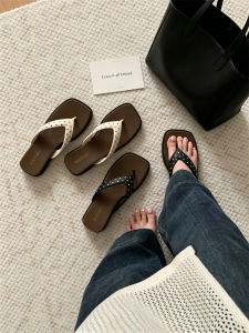 XIXITIAO | Slip-resistant Thick Sole High-class Polka Dot Square Toe Flip Flop