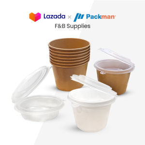 (Cartons) Double-Coated Kraft Paper Bowls with Divider Lids - Leakproof Biodegradable Disposable Set