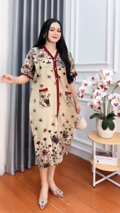 DASTER PIYAMA JUMBO WANITA BUSUI KANCING DEPAN LD 120 BAHAN RAYON ADEM