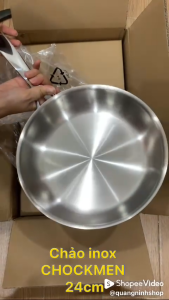 Chảo cạn inox CHOCKMEN 24 cm chảo inox bếp từ CHOCKMEN chảo inox chống dính tự thân chảo CHOCKMEN