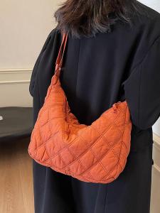 Autumn Winter Casual Womens Crossbody Bag 2024 New Style Versatile down Dumpling Shape Commuting Diamond Grid Single Shoulder Bag