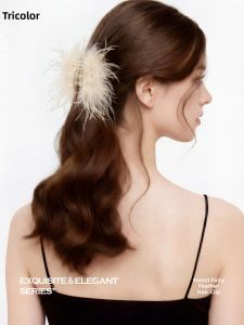 3COLOUR·S | French Lazy Style Feather Small Claw Hair Clip For Elegance and Party