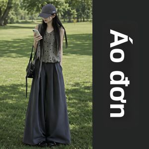 NIUVIES | Bộ 2 Món Áo Thun Chấm Bi và Quần Dài Tay Rộng Thời Trang