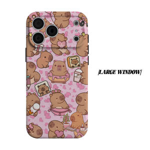 Cute Capybara Hearts Phone Case for iPhone 18 17 16 15 14 13 12 11 Air Pro Max Plus Double-layer Cover