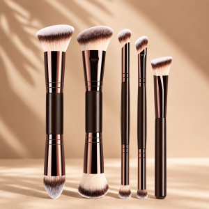 Professional Dual-Ended Makeup Brush Set Includes Foundation Brush Contour Brush Blush Brush Powder Brush Eyeshadow Brush C