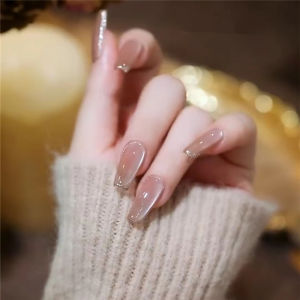 Nude Cat Eye Nail Art Patches Handmade Luxury Removable False Nails Tips Easy Wear And Remove Beauty Salon Supplies