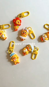 Khóa màu vàng E92 - khó chịu vịt nhựa móc khóa cho công việc khó chịu vịt hoạt hình mặt dây chuyền túi quyến rũ phụ kiện vòng cổ Phụ kiện DIY phụ kiện