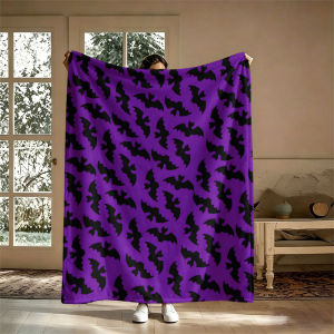 BILIBILI | Black Bats Purple Flannel Blanket Perfect for Sofa Office Bed Travel Sleep Read Relax Camping Four Season Use
