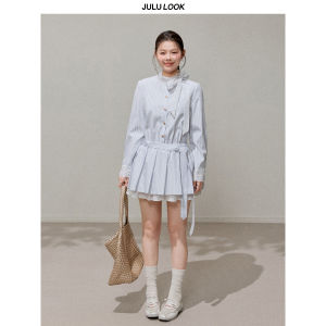 JULULOOK | Đầm Áo Sơ Mi Kích Cỡ Lớn Có Sọc