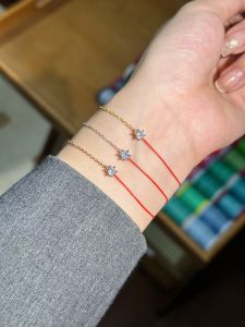 Paris Red Rope Lucky Hand Chain round Diamond Transient Hand Chain Chinese Zodiac Year Six Claw Absolu Silver Hand Rope Fashion Jewelry