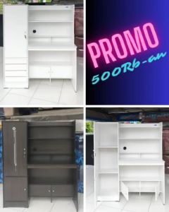 Distrindo - Meja Belajar Besar + Lemari Serbaguna + KUNCI dan ADA RAK dibawah Meja - ALVIN Deluxe
