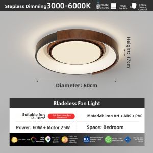 FANZHEN | Invisible Dual Function Ceiling Light Fan Round Bladeless Full Spectrum Eye-protection Energy Saving