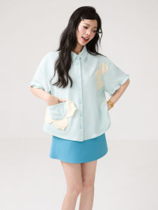KEIKO | Design Unique Drape Wrinkle-resistant Loose Casual Short Sleeve Shirt