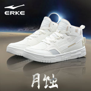 Retro Erke Mens Skate Shoes Thick Bottom Shock Absorption Sports Shoes Breathable Low Top Casual Series round Toe EVA Outsole