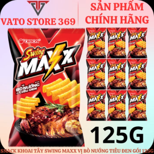 Bánh snack khoai tây SWING maxx vị bò nướng tiêu đen gói 125g