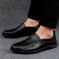 Clohoo mens fashionable handmade sole, soft and comfortable, suitable for womens business style, 46 split, smooth leather, with rubber outsole. 