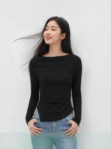 Semir | Long Sleeve Asymmetric V-Neck Slim T-Shirt Spring Short
