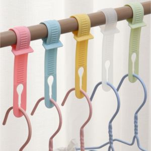 10ชิ้นราวแขวนผ้าชุดกันลมห่วงแขวนคงที่ปุ่มล็อคที่แขวนปรับก้านได้ตะขอเชื่อมต่อกันลื่น