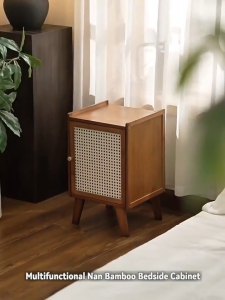 AF HOME Bamboo bedside table minimalist Rattan weaving Mini  Sofa Side Table Bedroom Bedside Table Furniture
