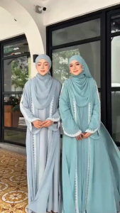 Aluna Dress Abaya Ceruty Mix Renda Gamis Kondangan Terbaru 2025 Dress Wanita Mewah Simple Dan Elegan
