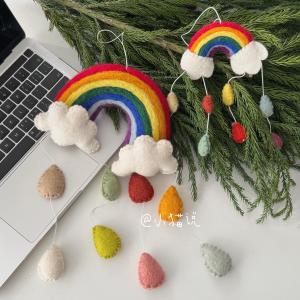 Mặt Dây Chuyền Thủ Công Hình Cơn Mưa Nhiều Màu Bằng Vải Lông Cừu Trang Trí Phòng Kiểu Hàn Quốc Trang Trí Tường Thời Tiết