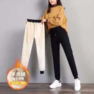Thickened Fleece Womens Sports Pants Autumn Winter Fashion Casual Harlan Sweatpants Warm Sheepskin Cuffed Slimming Trousers