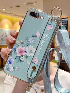 เคสโทรศัพท์มือถือ Apple 7Plus 8Plus 6SPlus 6S 6 6Plus แบบมีสายรัดข้อมือดอกไม้สีสันสดใส ดีไซน์เรียบง่าย ดีไซน์เก๋ไก๋