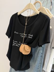MISHANGYICHU | Áo Thun Cổ U Tay Ngắn Nhẹ