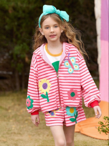 PPTOWN | Sweet Flower Embroidery Children Hoodie Outerwear Thin