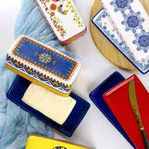 OMK American underglaze Ceramic 300ML butter box with lid about 250g of butter can be stored