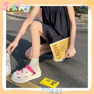 SQShop จัดส่งทั่วไทย รองเท้าแตะผู้หญิง สายแฟชั่นชอบความหวาน สีทูโทนพาสเทล ความปังไม่ซ้ำ ติดสีชมพูสูธ 10 ชิ้น