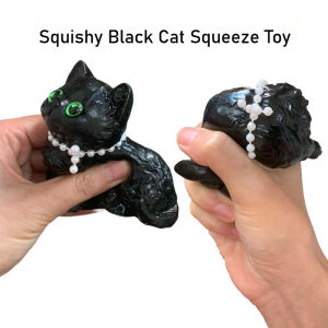 Cute Squishy Black Cat Squeeze Toy Cartoon Decompress Cat Toy Soft Jelly Feel Squeeze Toy X-mas Anti-Anxiety Gifts Squeeze Toys