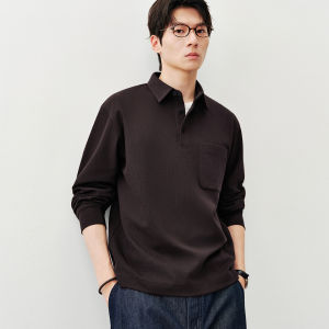 MIANXIANSHENG | Heavyweight Wavy Textured Long Sleeve Polo Shirt