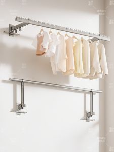 Side Mounted Foldable Single Rod Clothes Drying Rack Balcony Home Wall Mounted Windproof Detachable Aluminium Alloy Drying Pole