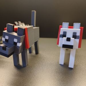 Wolf Tamed Dog 3D Print Model Multi-Joint Activity Game Minecraft Display Multi-Color Rabbit Toy Suitable for Ages 3 And above