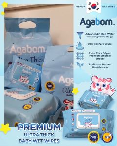 Agabom Premium Ultra Thick Baby Wet Wipes 60gsm (20s x 6 Packs) (EXP DATE:2026/08)