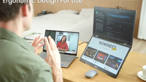 ZOOMEDIN 15.6" Touch/Basic Model Dual Screen 1080p FHD Portable Monitor with Built-in Stand 360° Rotation and USB-C Connectivity - Local Delivery