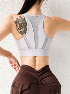 เสื้อชั้นในกีฬาผู้หญิงแบบหนาแน่นกันกระแทก ซิปหน้า ป้องกันการหย่อนคล้อย ชุดชั้นในวิ่งฤดูร้อน ผ้าตาข่ายบาง ชุดชั้นในวิ่ง