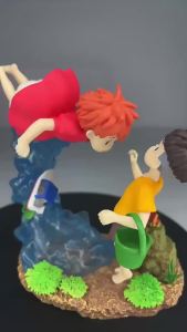 Bandai | Anime Ponyo On The Cliff Figure Action Figure 15cm Ponyo Meets Sosuke Static Model Ornaments Childrens Birthday Christmas Gifts