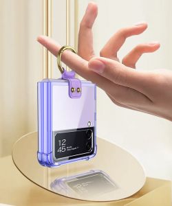 Z Flip 3/Z Flip 4 Clear Case Frame with Ring Holder Phone Cover Casing